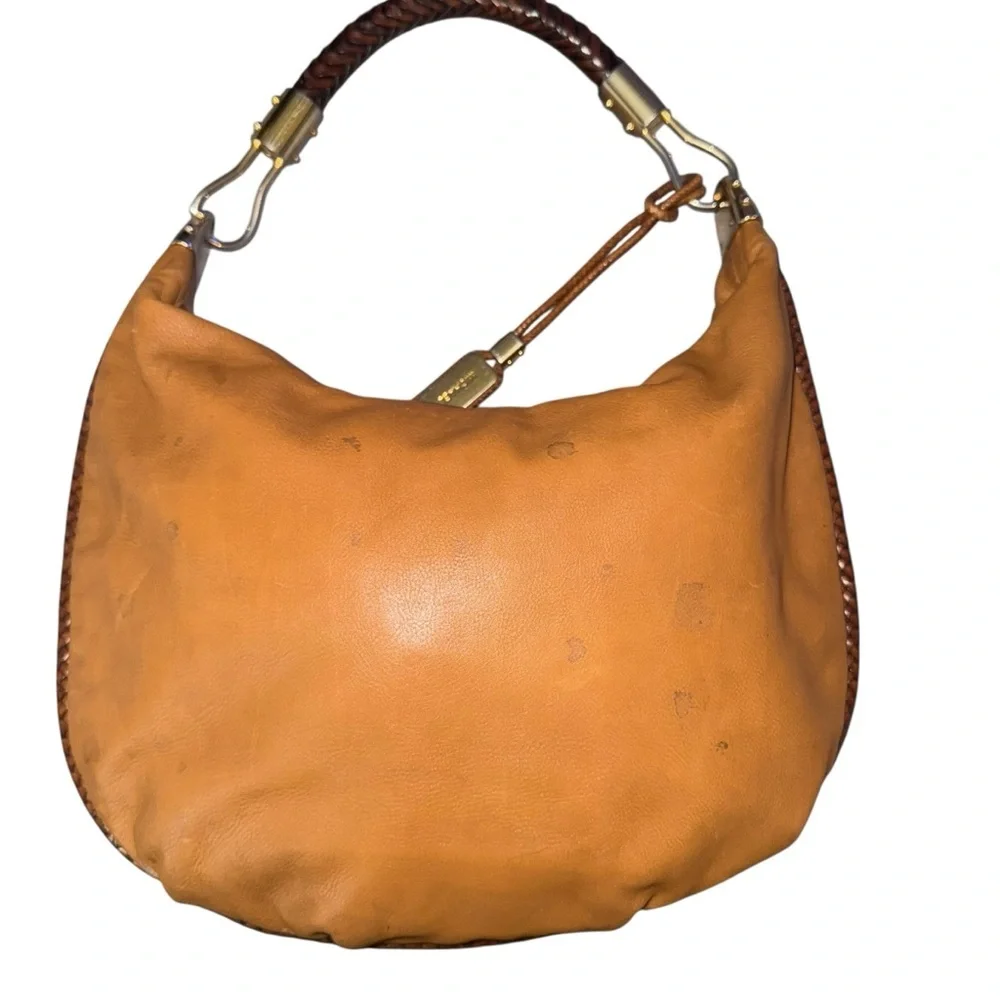 Michael Kors Leather Slouchy Hobo Soft Boho Everyday Bag luggage brown braided - Picture 4 of 11